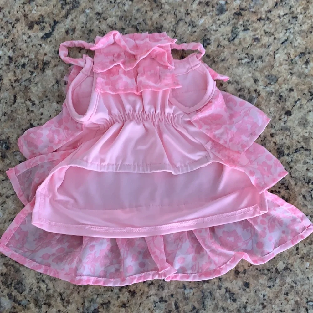 Dog pink tiered dress